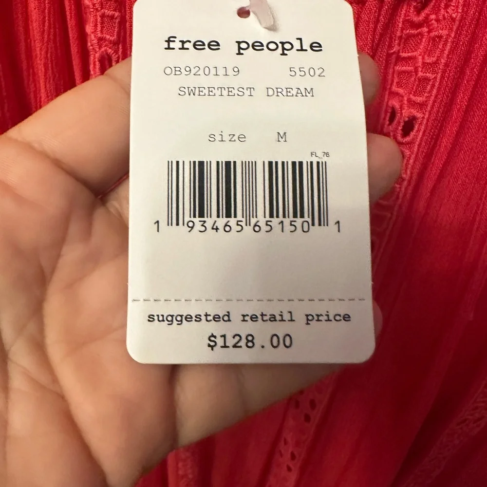 Free People Kiss Kiss Embroidered Tunic Top size Medium